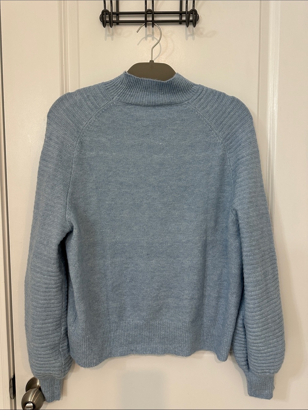 Womens Light Blue Mock Neck Sweater & Pleated Skirt Set